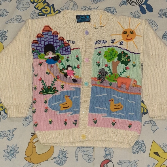 Vintage Other - 70s Wizard Of Oz Button Up Sweater Jacket Vintage Girls Handmade